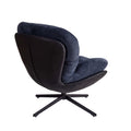 360 Swivel Accent Chair, Modern Chenille Lounge Chair With Faux Leather And Black Metal Base Frame, Comfortable Reading Chair For Small Spaces, Living Room, Bedroom, Reading Corner, Office, Navy Blue Black,Navy Blue Brown Primary Living Space American