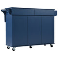K&K 53.2'' Kitchen Island With Drop Leaf, Kitchen Storage Cart With Spice Rack, Towel Rack And 2 Drawers, Rolling Kitchen Island On Wheels With Adjustable Shelves For Kitchen, Dining Room, Navy Blue Navy Blue Brown Kitchen