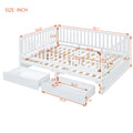Full Size Wood Daybed With Fence Guardrails And 2 Drawers, Split Into Independent Floor Bed & Daybed, White Old Sku :Lp000882Aak Full White Solid Wood Mdf