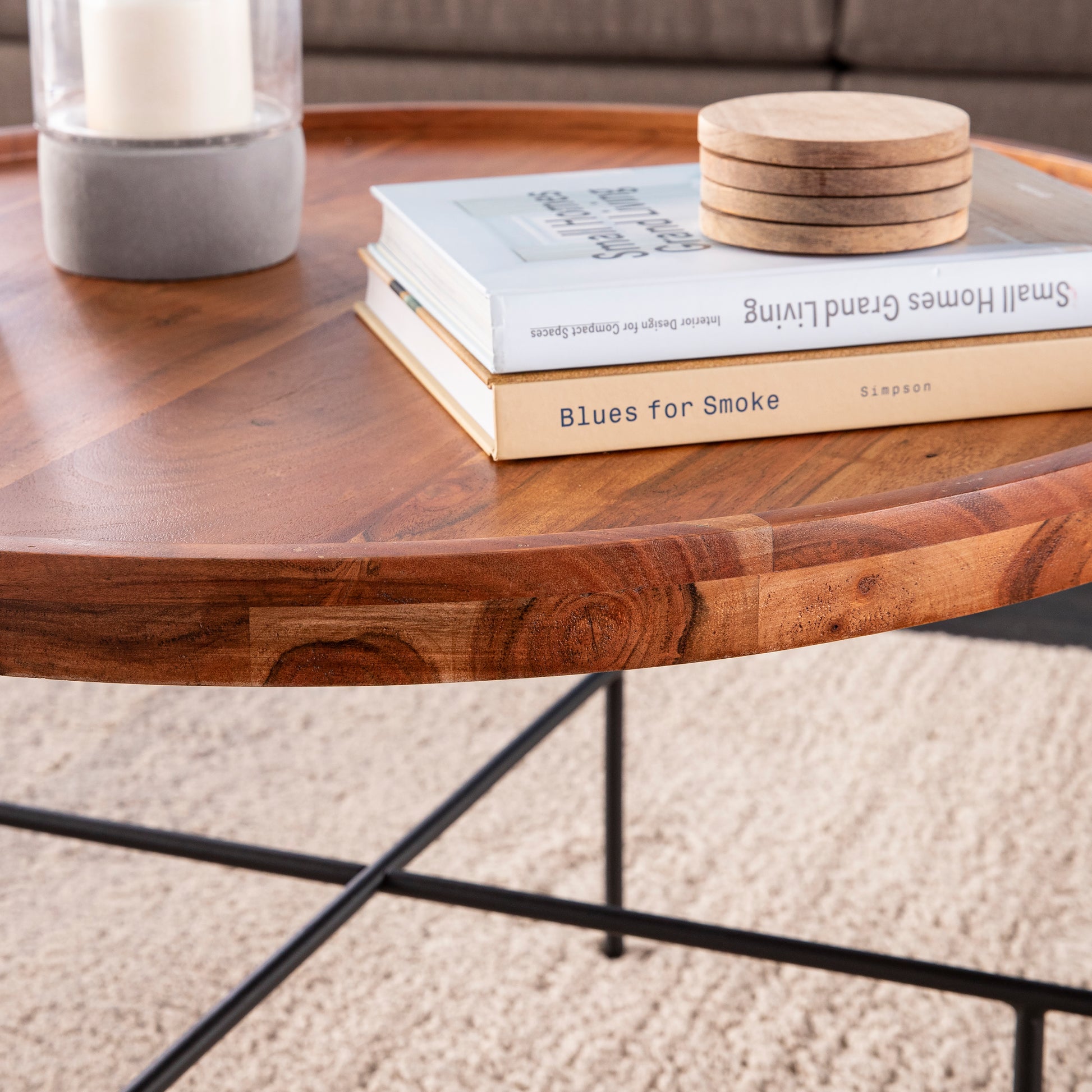 Marisdale Round Coffee Table Natural Iron