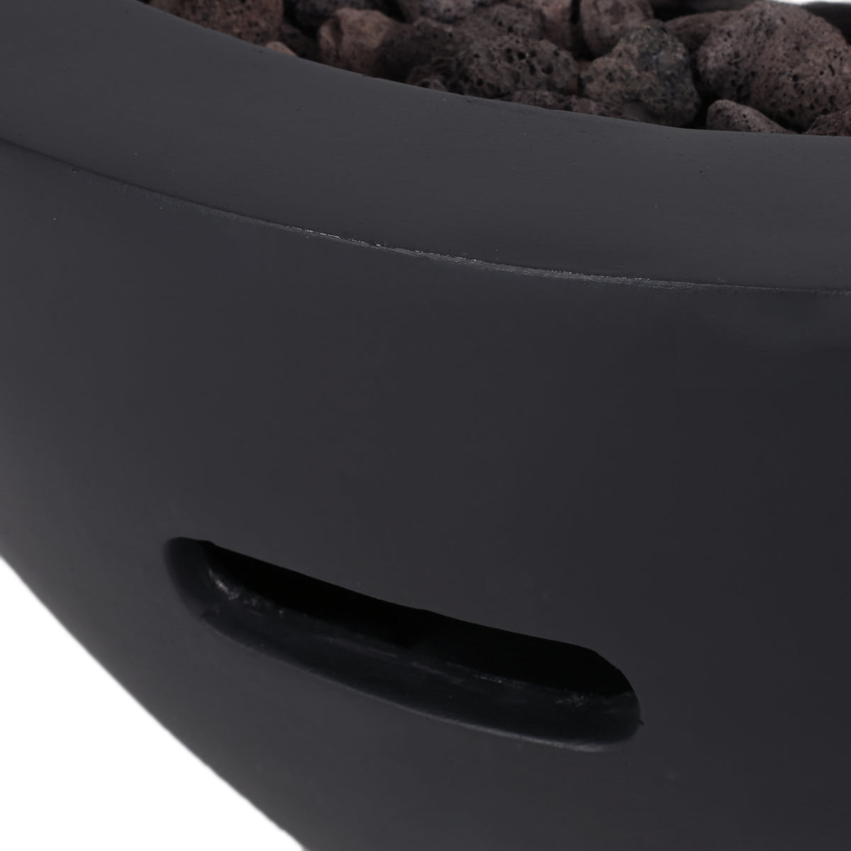 27" Bowl Shaped Mgo 40,000 Btu Propane Fire Pit, Dark Grey Tank Cover Not Included Dark Grey Magnesium Oxide