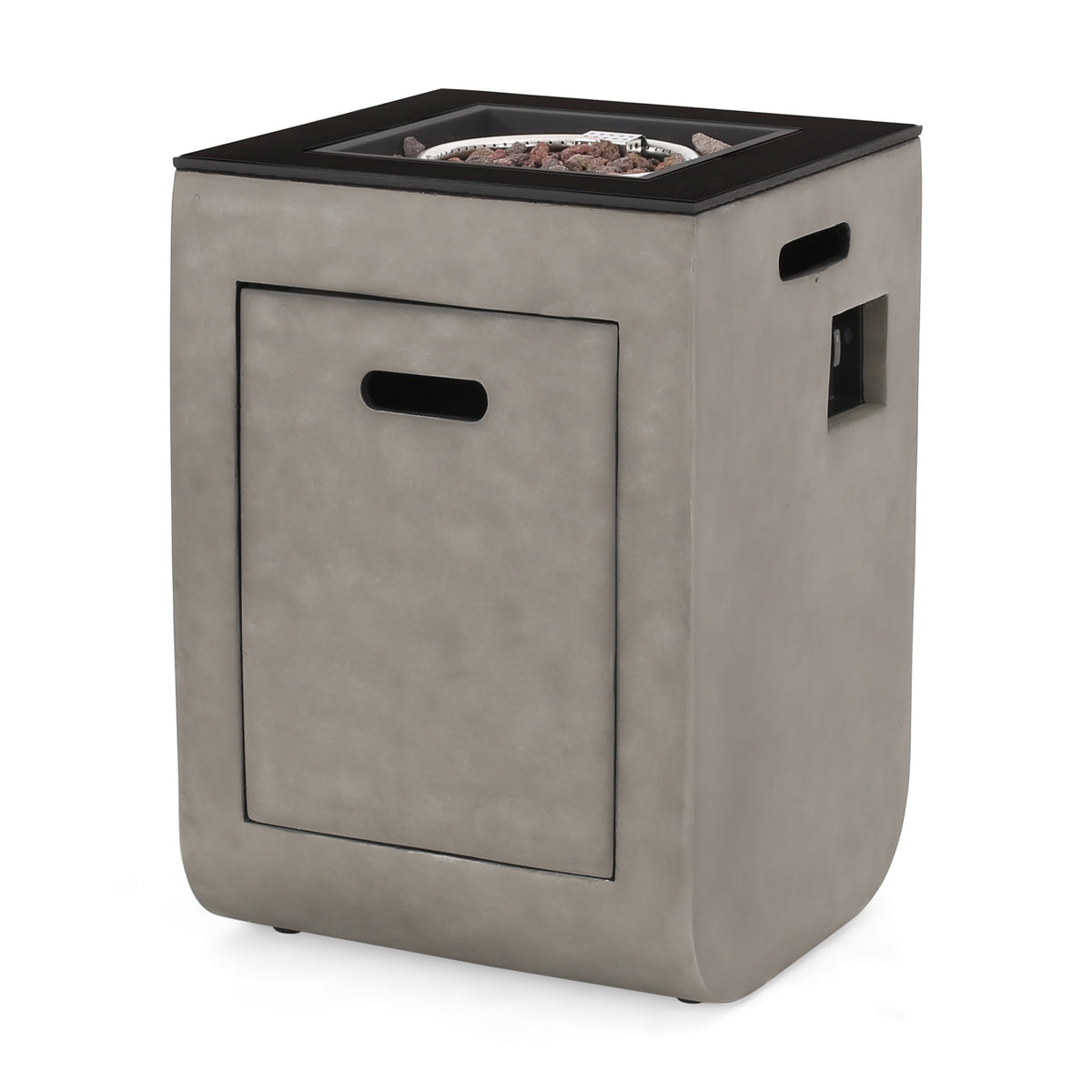 Adio 19.5" Column Mgo Fire Pit 30,000Btu Black Gray Magnesium Oxide
