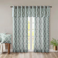Fretwork Print Grommet Top Window Valance Seafoam White 50X18