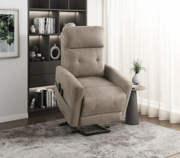 Power Lift Chair With Massage And Heat Comfort Brown Microfiber Upholstery Living Room Furniture 1Pc Power Reclining Motion Chair Brown Microfiber Wood Primary Living Space Plywood,Solid Wood