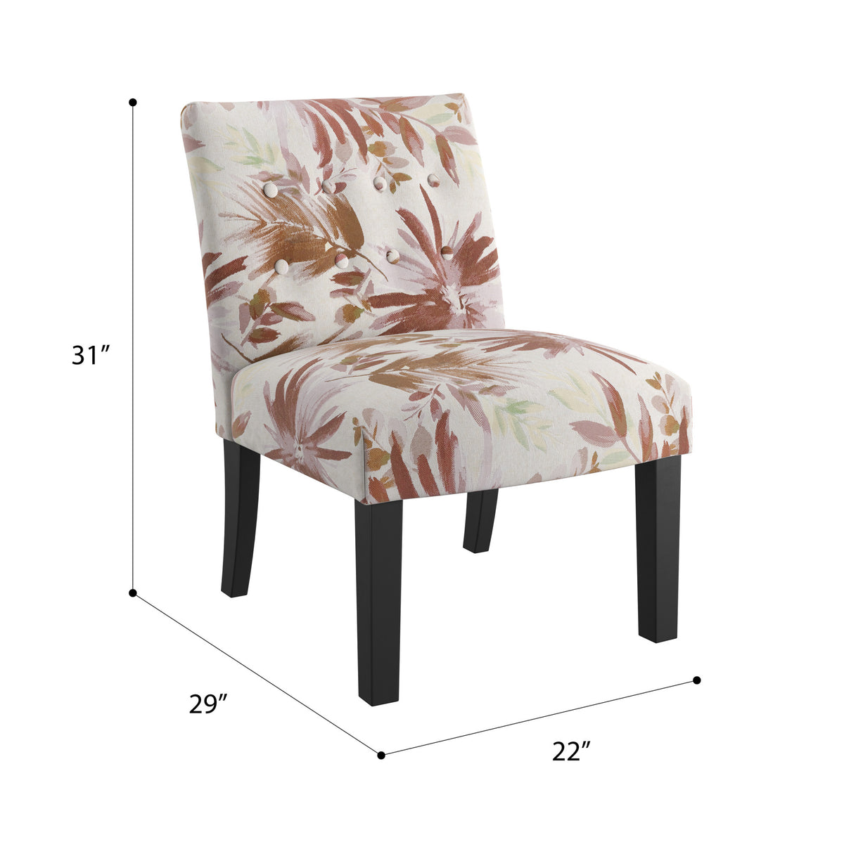 Verma Red Floral Accent Chair Red Foam Engineered Wood