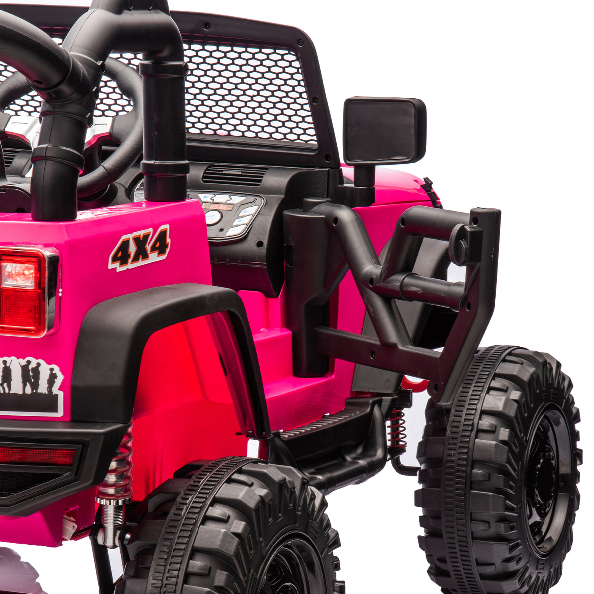 24V Kids Ride On 400W Electric Toy Car W Parents Control,Four Wheel Suspension,Front And Rear Led Searchlight,With Bluetooth,Mp3,Usb,Music,Volume Adjustment,Light Control And Power Display For Kids 3 Rose Red Polypropylene
