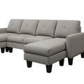 U Shaped Sofa Coch 4 Seat Sofa With Chaise Polyester Fabric For Living Room Apartment Office Light Grey Light Gray Primary Living Space Soft Eucalyptus Foam Linen 4 Seat
