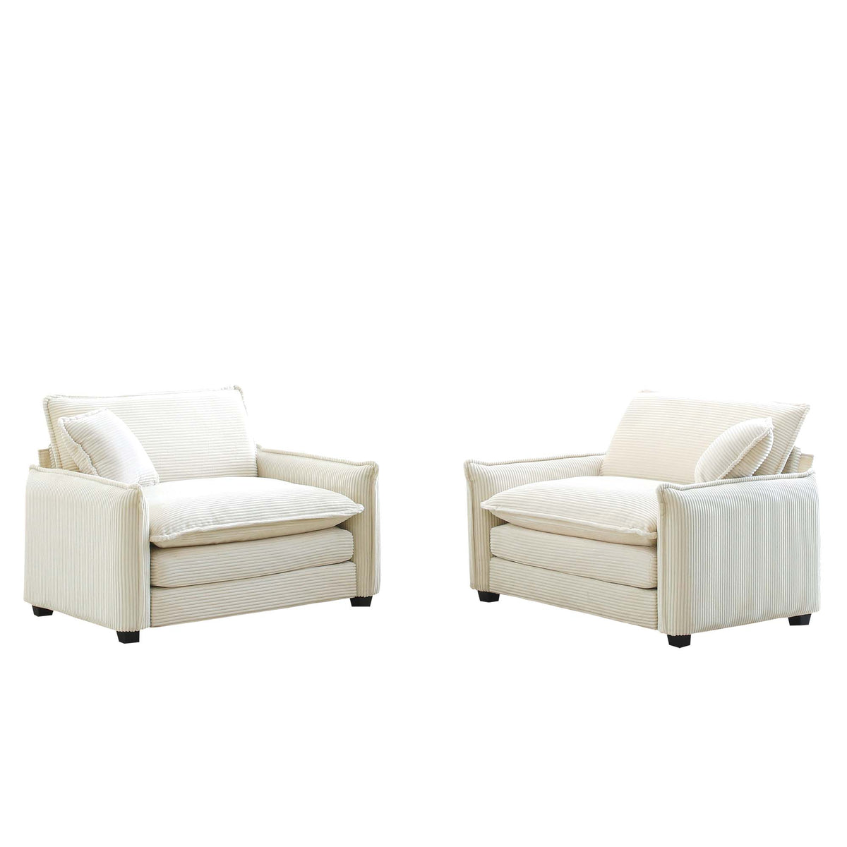 Beige Corduroy,Luxurious And Sophisticated Deep Seated Sofa Set With Two Single Deep Seat Sofa Suitable For Living Room And Office Beige Corduroy 1 Seat