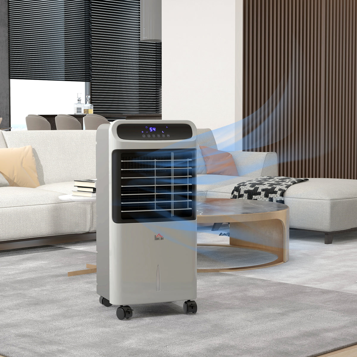 Homcom 32" Evaporative Air Cooler With 3.2 Gal Water Tank, 60 Oscillating, 3 In 1 Ice Cooling Fan, Portable Swamp Cooler With Humidifier For Home Office, 3 Modes, 3 Speeds, 12H Timer, Remote, Gray