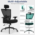 Big And Tall Office Chair 500Lbs Ergonomic Office Chair For Heavy People With 3D Armrest, Quiet Rubber Wheels, Adjustable Lumbar Support And Headrest Heavy Duty Metal Base Mesh Chair Nylon Black