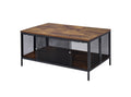 Winam Antique Oak & Black Finish Coffee Table Black,Oak Metal,Synthetic Wood
