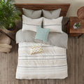 Cotton Printed Duvet Cover Set With Trims Queen Multicolor Cotton