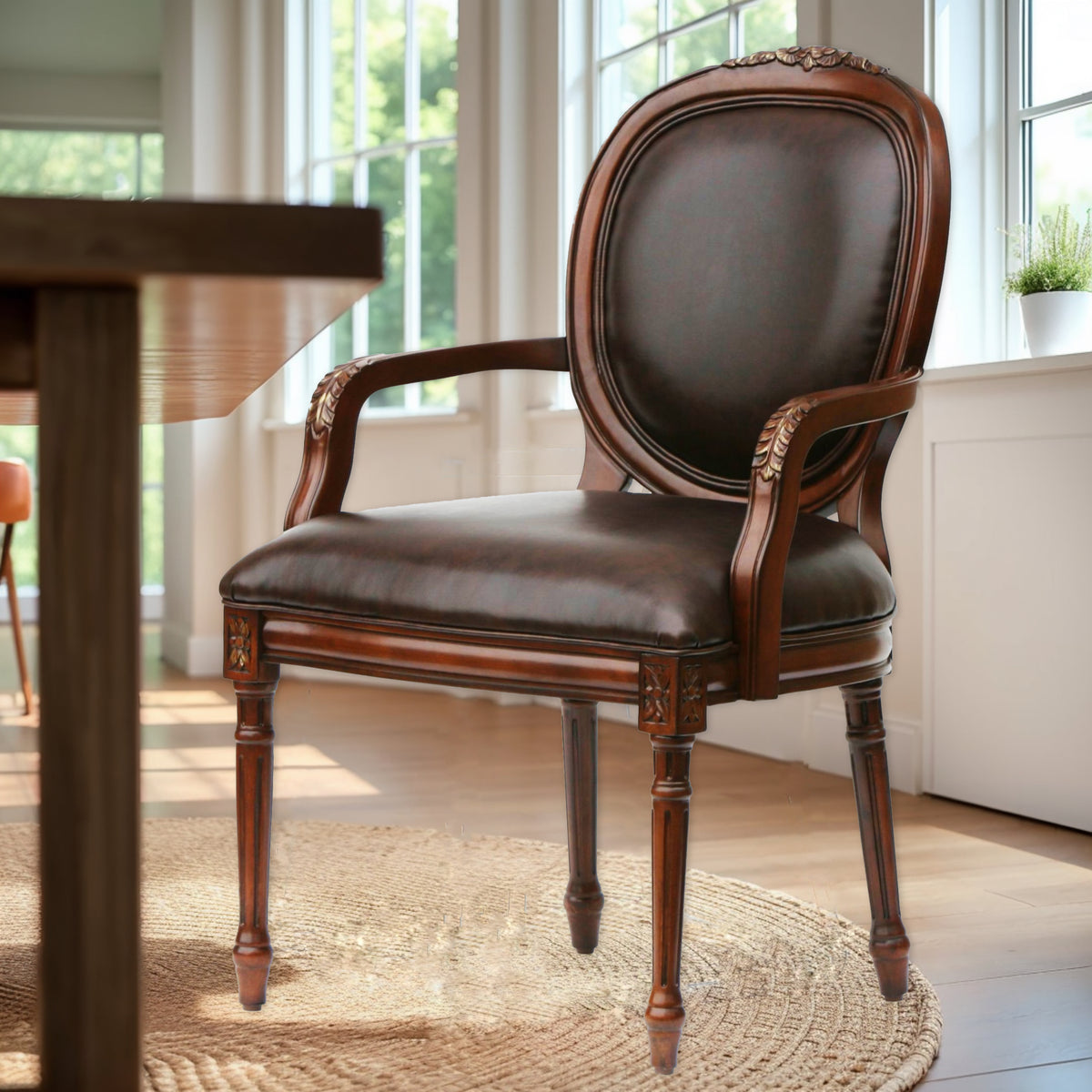Benard Leather Chair Brown Foam Faux Leather