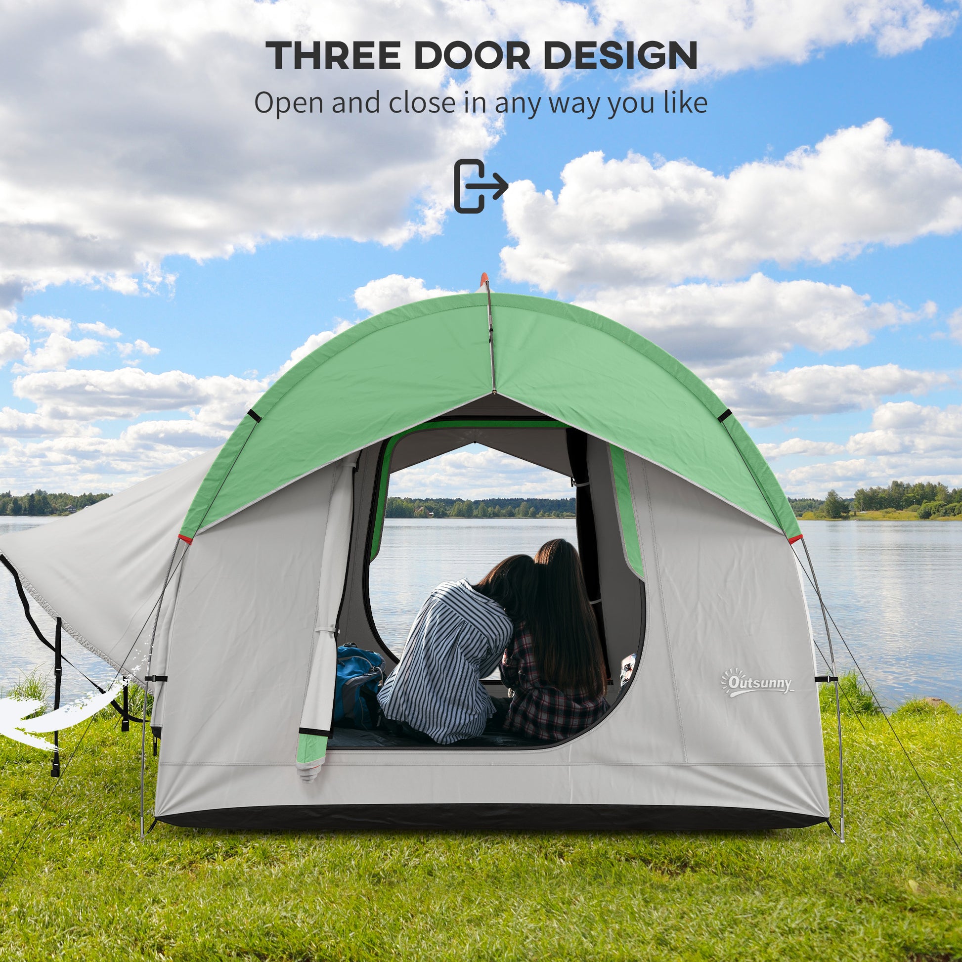 Outsunny Suv Tent, 2000Mm Waterproof Truck Tent With 3 Doors And Mesh Window, For 5 6 Person Camping Outdoor Travel, 7.5' L X 6.9' W X 6.9' H, Gray And Green Grey Polyester
