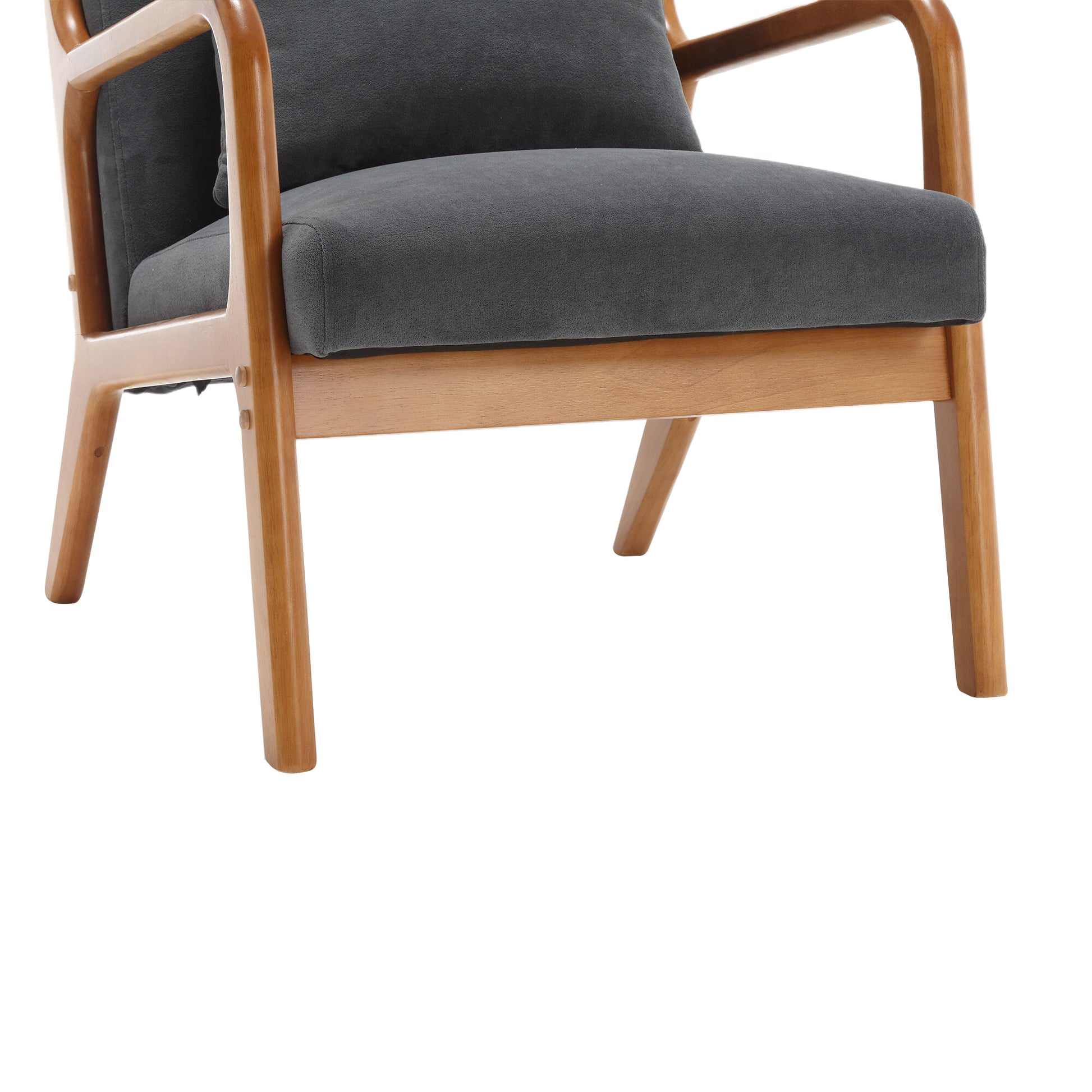 Coolmore Modern Accent Chair, Solid Wood Padding Lounge Armchairs With One Pillow For Living Room, Bedroom, Guest Room Gray Gray Primary Living Space Foam Velvet
