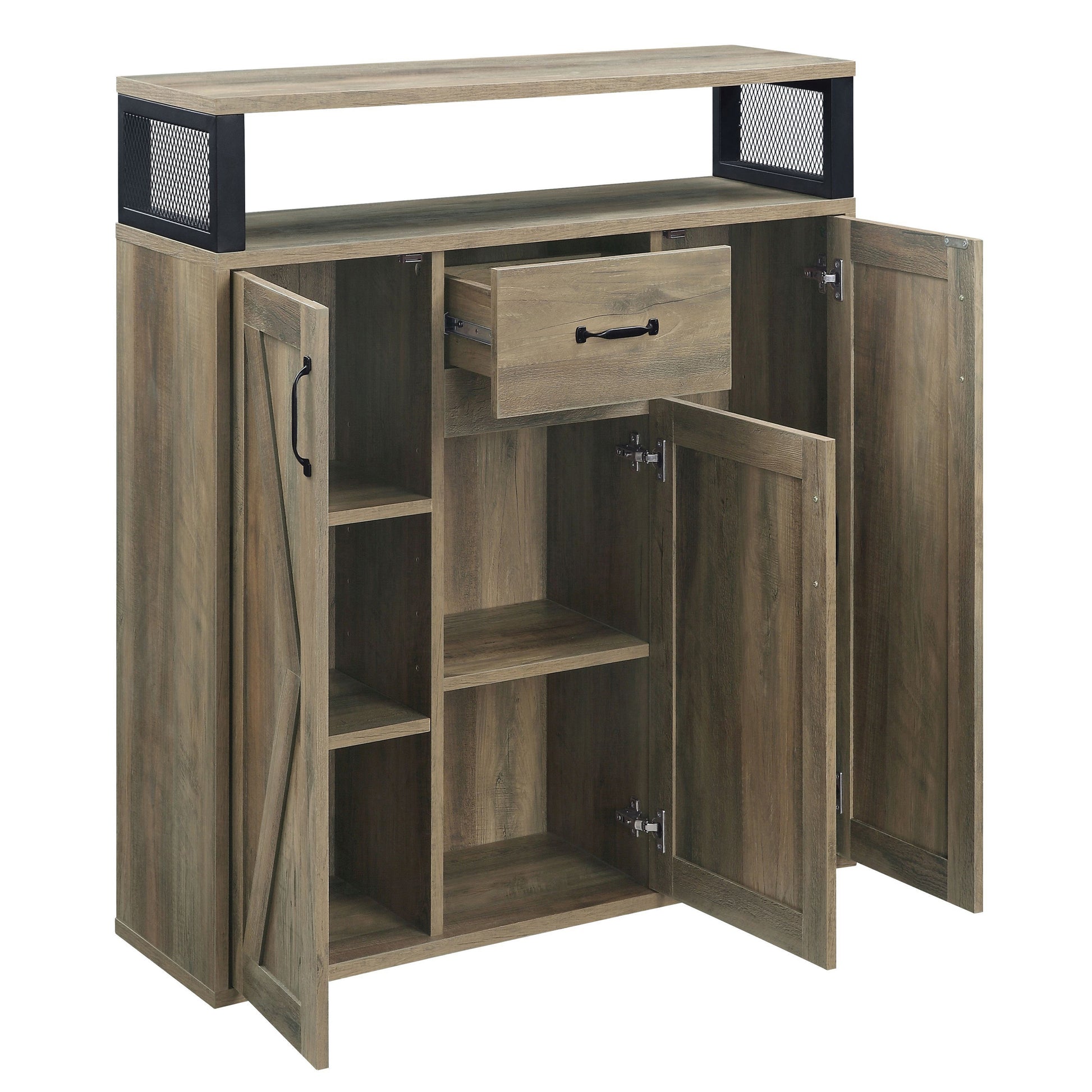 Rustic Oak Server With 3 Doors Rustic Dining Room Rustic Oak Drawers Included Wood Metal