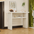 Elegant Minimalist Console Table With Rounded Edges And Sturdy Shelf Design For Entryway, Living Room Gray Wash Gray Wash Solid Wood Mdf