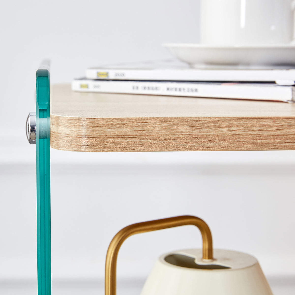 Three Layer Bedside Cabinet.The Board Is Made Of Mdf With Wooden Stickers, With Transparent Tempered Glass On Both Side.The Design Is Simple And Elegant, With Powerful Storage Function.Storage Cabinet Wood Mdf Glass