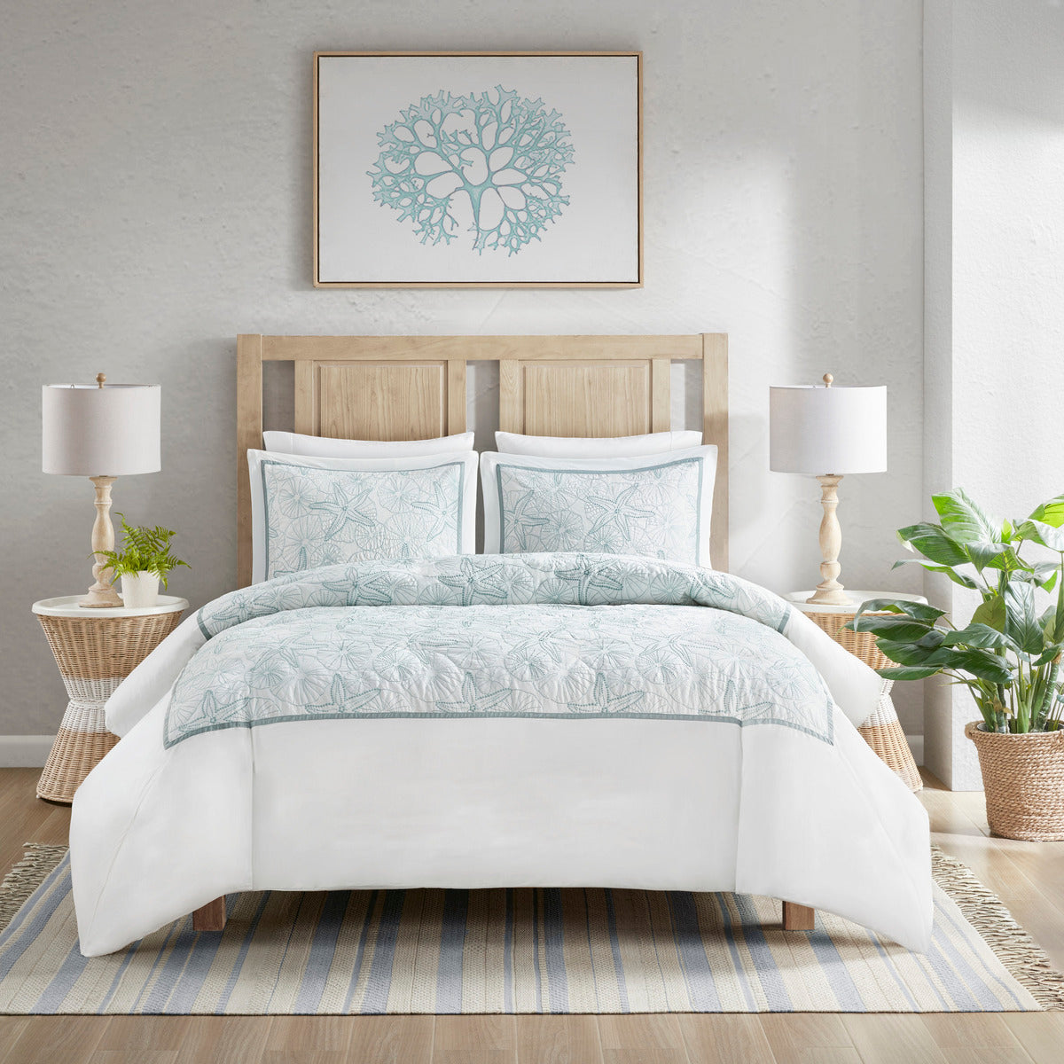 Duvet Cover Mini Set White Full Queen Queen Multicolor Cotton