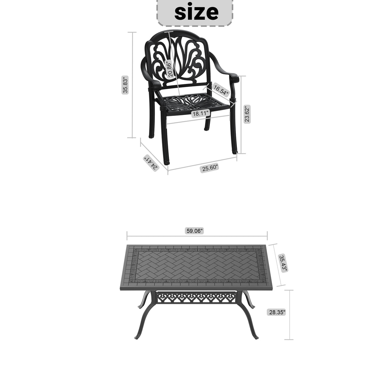 Cushions In Random Colors 5 Piece Set Of Cast Aluminum Patio Furniture With Cushions Yes Complete Patio Set Black Seats 4 Rust Resistant Frame Water Resistant Cushion Garden & Outdoor Complete Patio Sets Aluminium