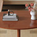 A Natural And Elegant Deep Red Wooden Coffee Table With Artificial Rattan Decorations, Perfect For A Fashionable Living Room And Comfortable Tea Drinking Time Red Wood