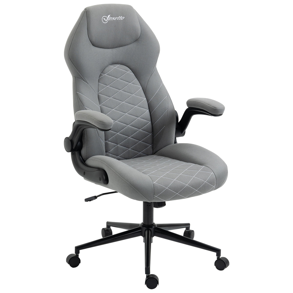 Vinsetto Gaming Chair With Flip Up Arm, High Back Desk Computer Chair, Gamer Chair With Adjustable Height And Swivel Wheellight Gray Light Gray Polyester