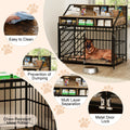 43.3 Inch Dog Crate Furniture For Large Dogs,Wooden Dog Crate With Divider,Double Door Dog Kennel With Three Drawers Storages,Heavy Duty Dogs Decorative Pet House For Large Medium Dogs ,Rustic Brown