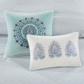 8 Piece Cotton Floral Printed Reversible Comforter Set Blue King King Blue Cotton