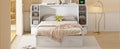 Full Size Murphy Bed Wall Bed With Drawer And Rattan Decoration With 2 Storage Cabinets, One Set Of Sockets & Usb Ports, Pulley Structure Design, White Full White Plywood