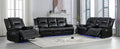 Home Theater Recliner Set Manual Recliner Chair With A Led Light Strip Two Built In Cup Holders For Living Room,Bedroom, Black Black Foam Pu