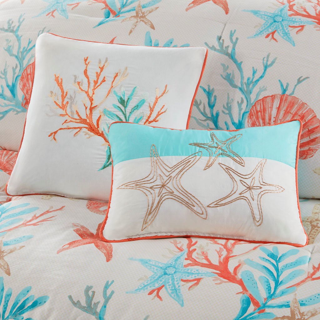 7 Piece Cotton Sateen Comforter Set Coral Queen Queen Coral Cotton