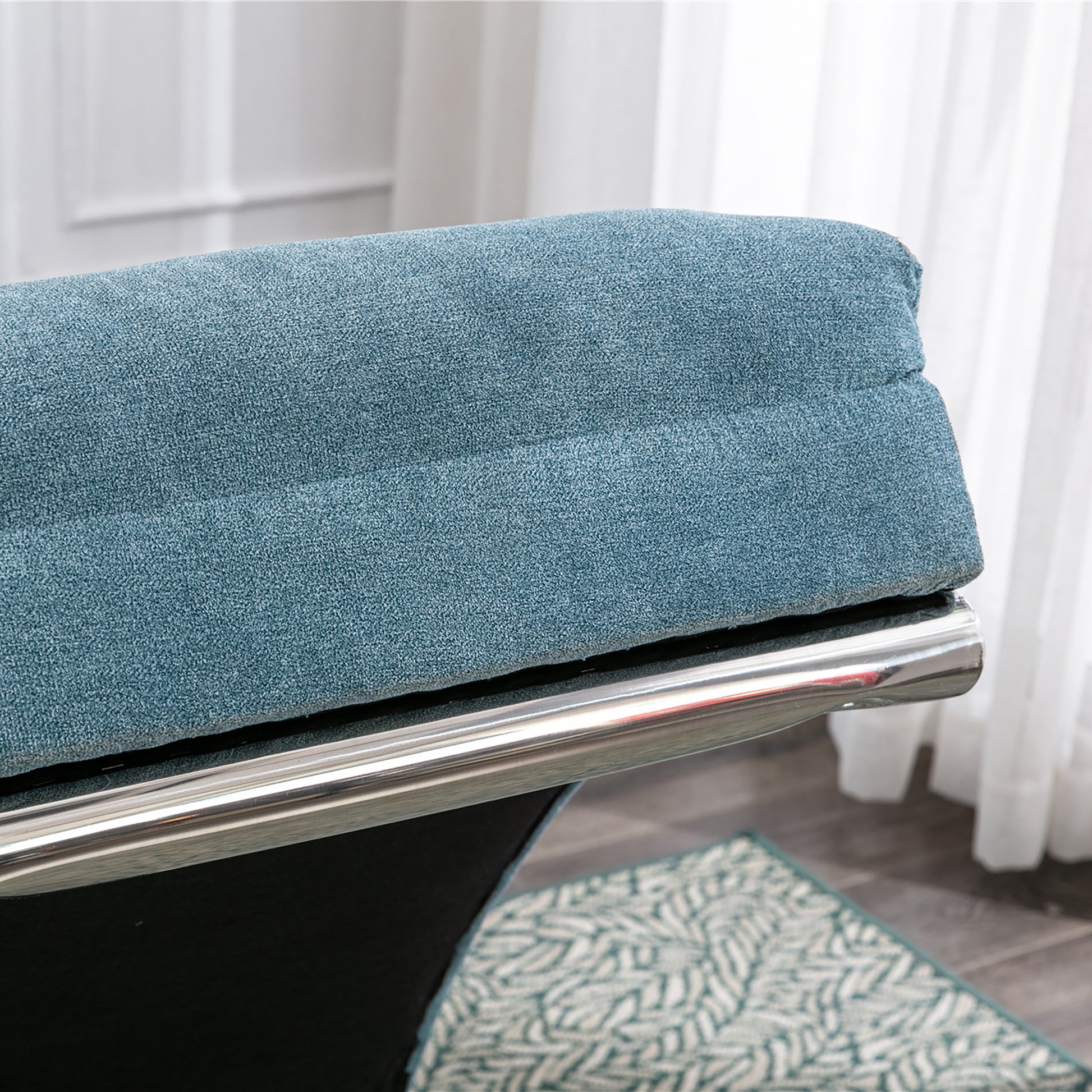 Coolmore Linen Massage Chaise Lounge Indoor With Remote Control,Ergonomic Electric Massage Long Lounger With 5 Modes For Office, Living Room,Bedroom Blue Blue Foam Linen