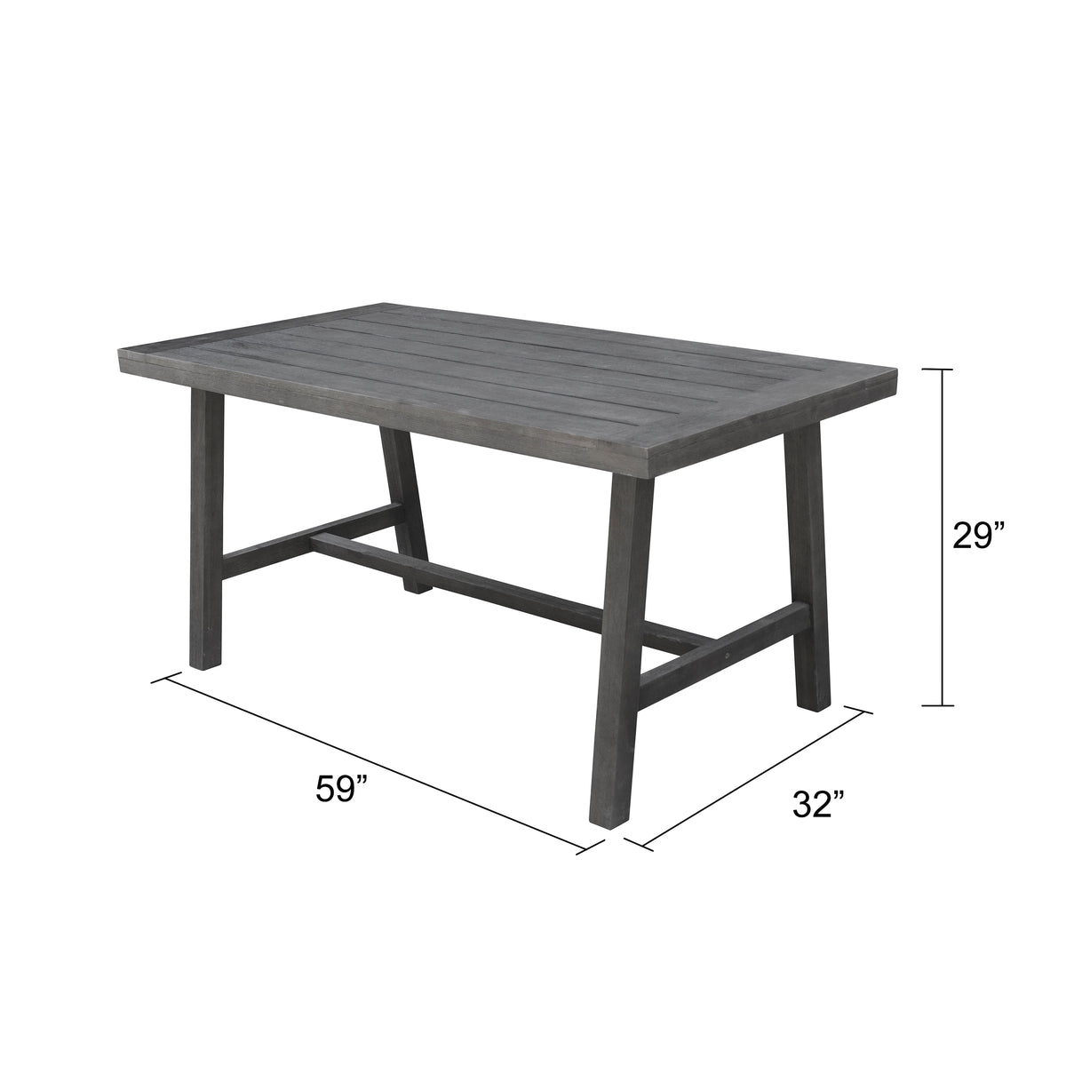 Renaissance Outdoor Patio Picnic Dining Table Grey Acacia Wood