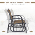 Outsunny Porch Glider, Metal Frame Swing Glider Chair Withmesh Fabric, Curved Armrests And Steel Frame For Garden, Poolside, Backyard, Balcony, Light Mixed Brown Brown Fabric Metal