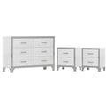 3 Pieces Sets,Dresser And Two Nightstands With Metal Handles And Mirror Decoration, Elegant And Subtle,White White 3 Piece Set Mdf