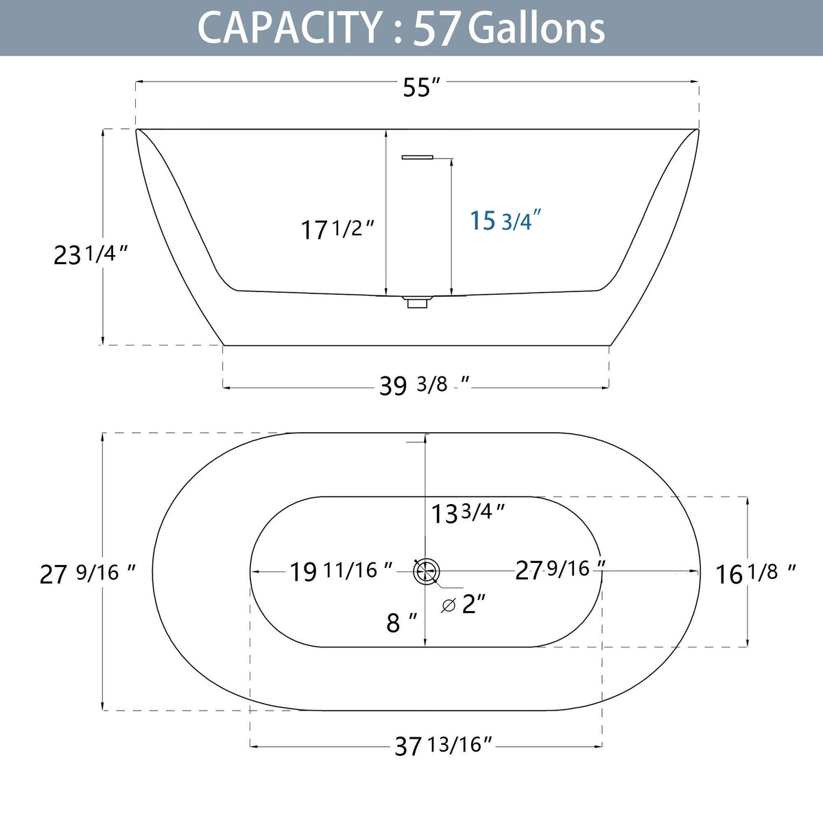 55" Acrylic Free Standing Tub Modern Oval Shape Soaking Tub Adjustable Freestanding Bathtub With Integrated Slotted Overflow And Chrome Pop Up Drain Anti Clogging Gloss White Gloss White Oval Bathroom Freestanding Tubs Polished Less Than 59 In Modern