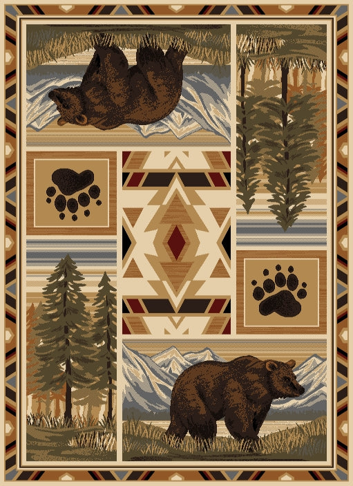 Woodland Gc Rst5301 Multi 7 Ft. 10 In. X 10 Ft. 3 In. Lodge Area Rug Cream Polypropylene