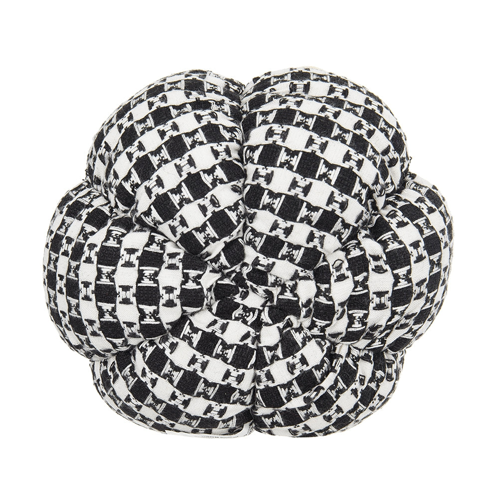 Set Of 2, 7X7X6.7" Fabric Black White Plaid Pumpkin Decor, For Holiday Halloween Decoration Black,White Polyester
