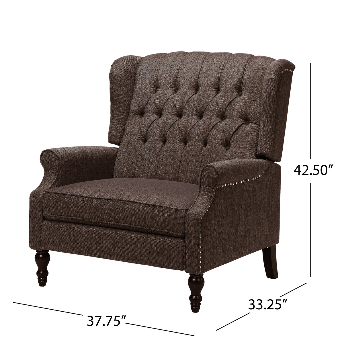 One And Half Seater Recliner Brown Fabric