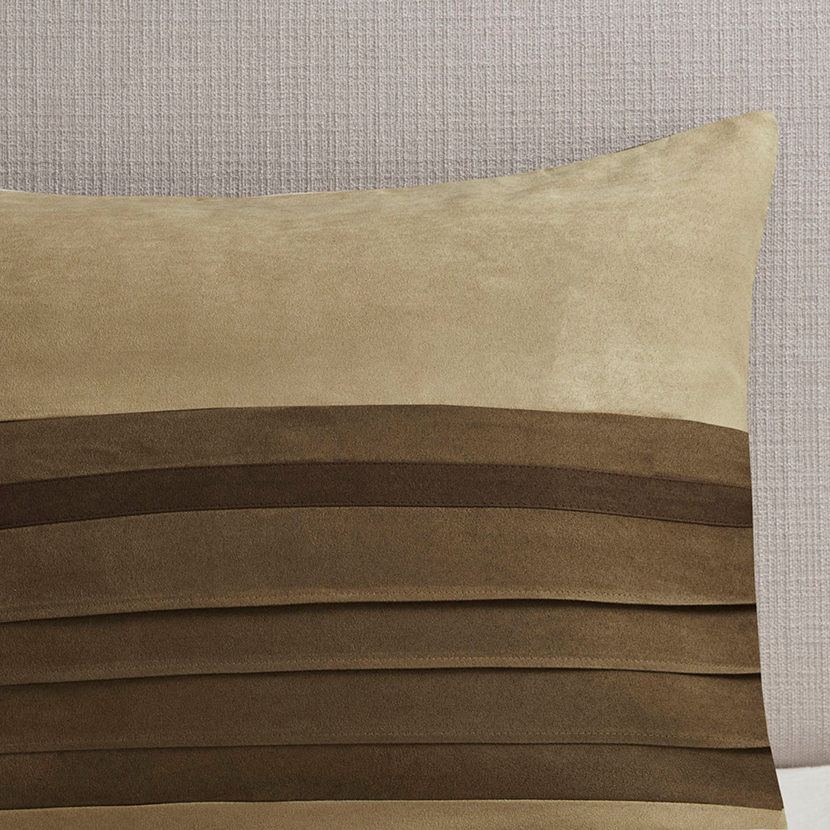 7 Pc Pieced Faux Suede Comforter Set Natural Cal King California King Natural Polyester