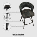 Bar Chair Suede Woven Bar Stool Set Of 4,Black Legs Barstools No Adjustable Kitchen Island Chairs,360 Swivel Bar Stools Upholstered Bar Chair Counter Stool Arm Chairs With Back Footrest, Blue Metal Blue Kitchen Dining Chairs Foam Technical Leather