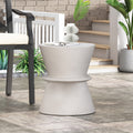 Outdoor Lightweight Concrete Side Table Antique White Magnesium Oxide