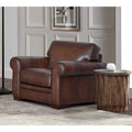 Brookfield Top Grain Leather Chair Caramel Primary Living Space Mid Century Modern Eucalyptus Down Filling Leather