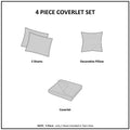 4 Piece Microfiber Reversible Ruffle Quilt Set With Throw Pillow White King Cal King King White Cotton