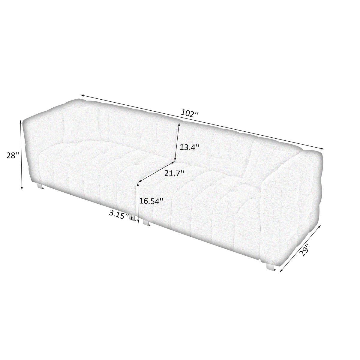 102 Inch Gray Teddy Velvet Sofa With Two Throw Pillows In Living Room Bedroom Apartment Sofa Supported By Hardware Feet Gray Polyester Blend 4 Seat