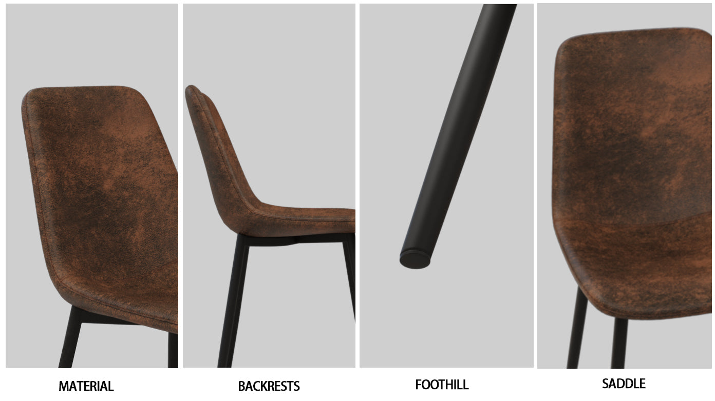 Mdf Light Wood Dining Table And Modern Dining Chair 4 Piece Set, Medieval Wooden Kitchen Dining Table Set, Rectangular Metal Base, Dining Table And Suede Chair Wood Mdf
