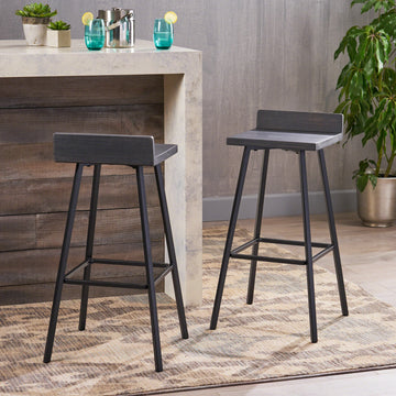 Jut Barstool Grey Black Acacia Wood