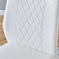 Table And Chair Set, Modern And Minimalist Dining Table. Imitation Marble Glass Sticker Desktop, Stainless Steel Legs, Stable And Beautiful. Comfortable Pu Seats. Dt 69 White Silver Glass