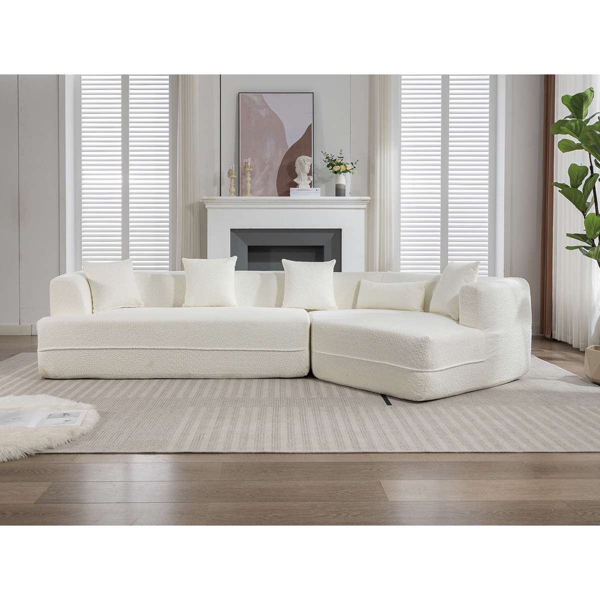 And Upgraded Extended Edition Modular Sofamodern Minimalist Style Sofa, Upholsteredfree Combination, Round Fiber Fabric, Anti Wrinkle Fabric,Dimension Exten, Creamy White Creamy White Polyester Primary Living Space Medium Soft Tight Back Modern Flared