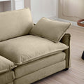 Corduroy Sofa,Modern Upholstered 4 Seater Corduroy Fabric Sofa,Office Living Room Apartment Comfortable Sofa, Easy To Assemble With 2 Arm Pillows And 4 Throw Pillows Tan Corduroy 4 Seat